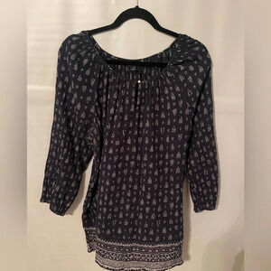 Navy patterned blouse